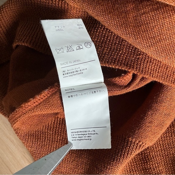 NEIGHBORHOOD Men's sz M Dark Orange Wool Blend Cardigan Vneck Long Slee… - Picture 9 of 10